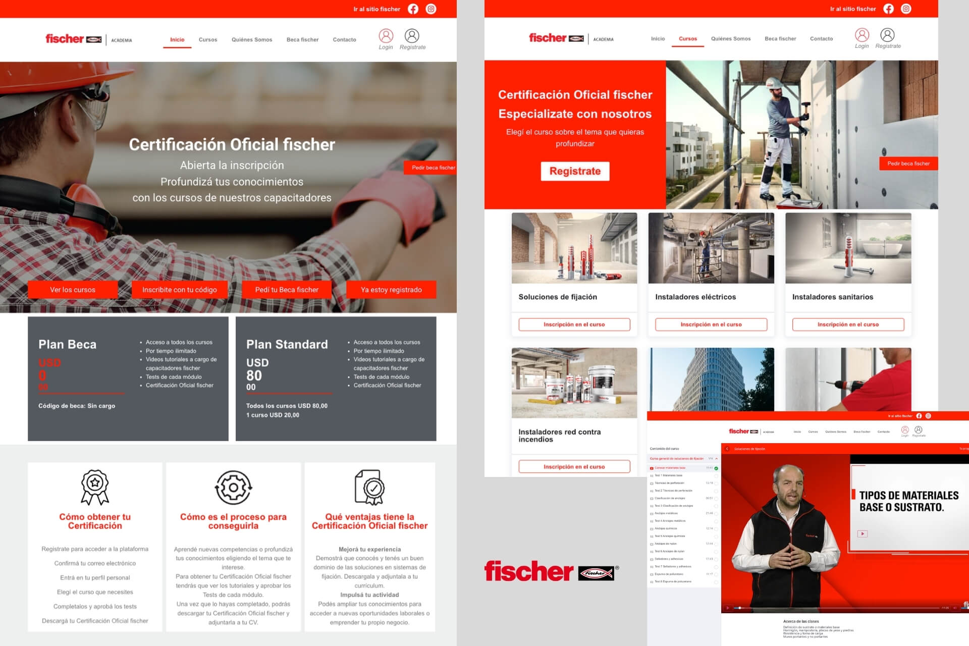 diseño de plataforma online de cursos fischer